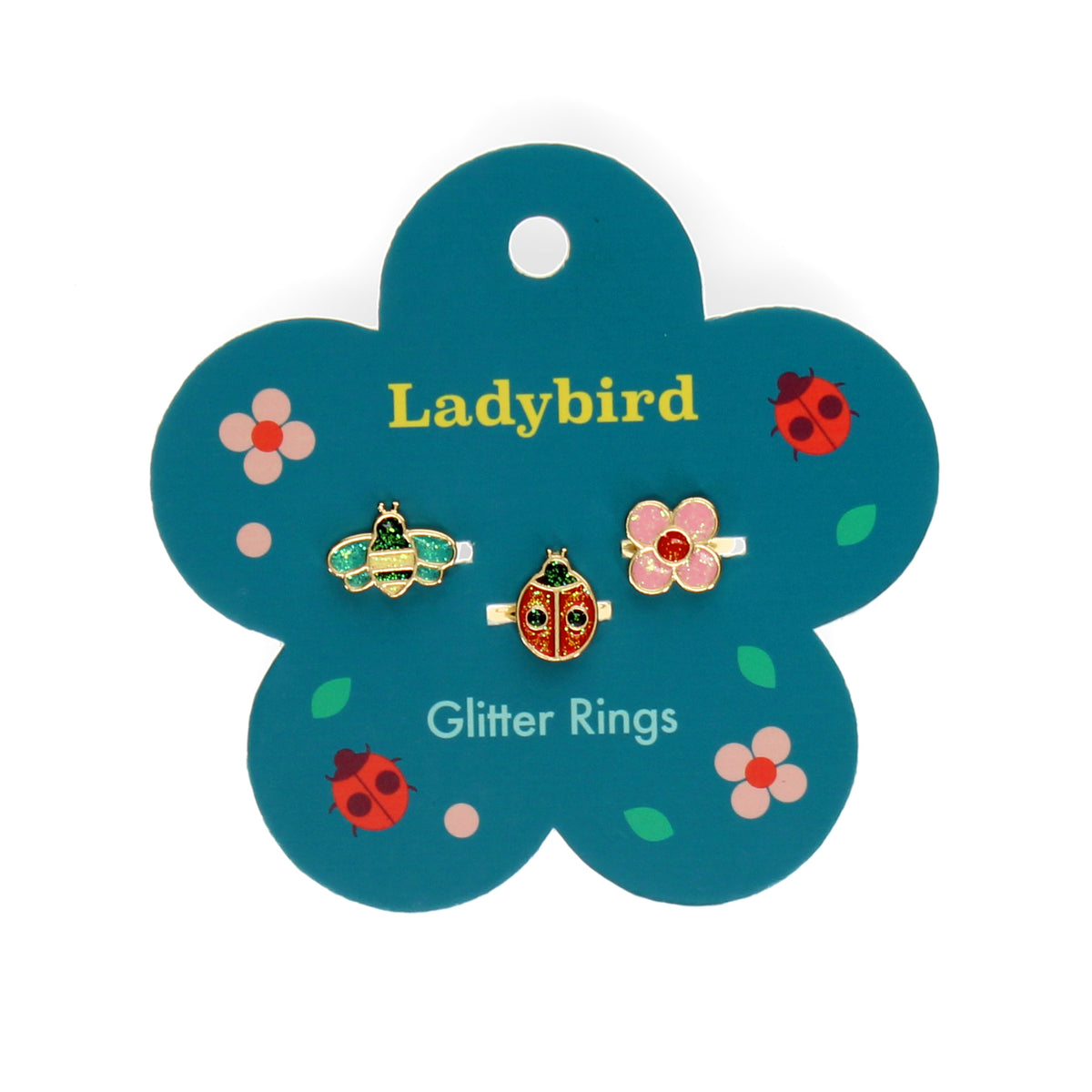 Glitter rings (set of 3) - Ladybird