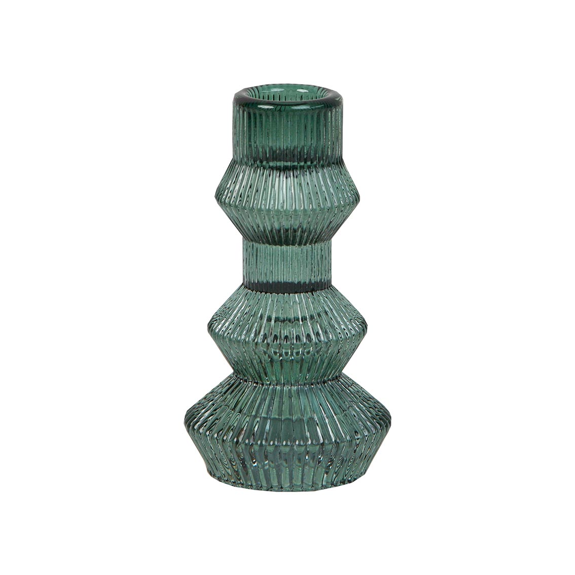 Midnight Forest Sage Glass Candlestick Holder - Tall