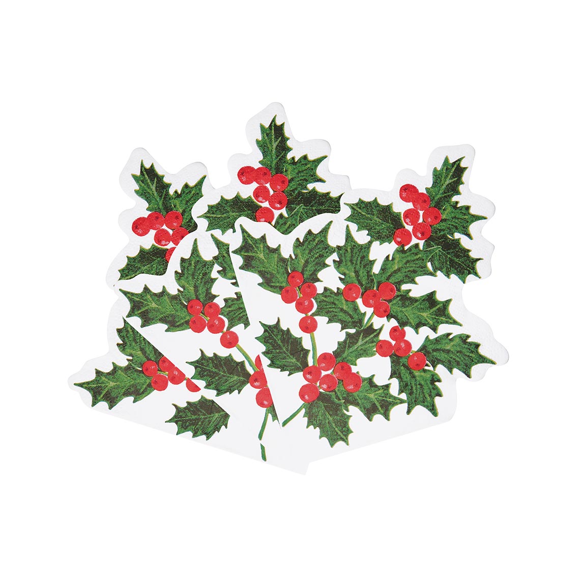 Botanical Holly Shaped Napkins - 20 Pack