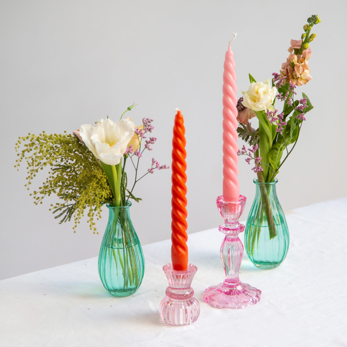 Boho Warm Coloured Spiral Candles - 4 Pack