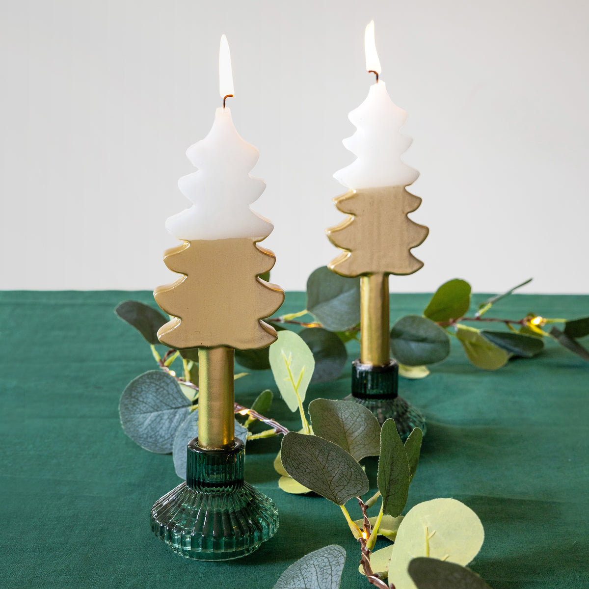 White &amp; Gold Tree Shaped Candles - 2 Pack