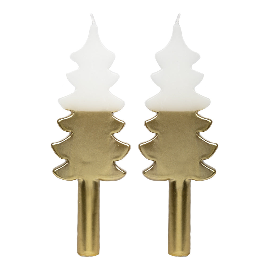 White &amp; Gold Tree Shaped Candles - 2 Pack