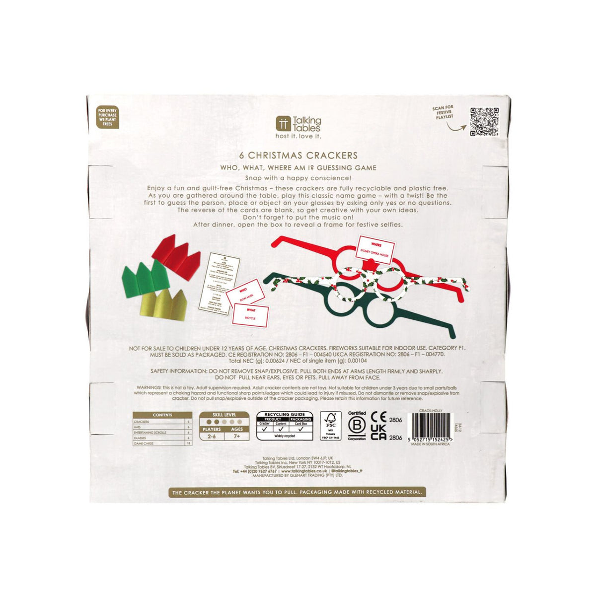 Botanical Holly Christmas Crackers (6 pack)