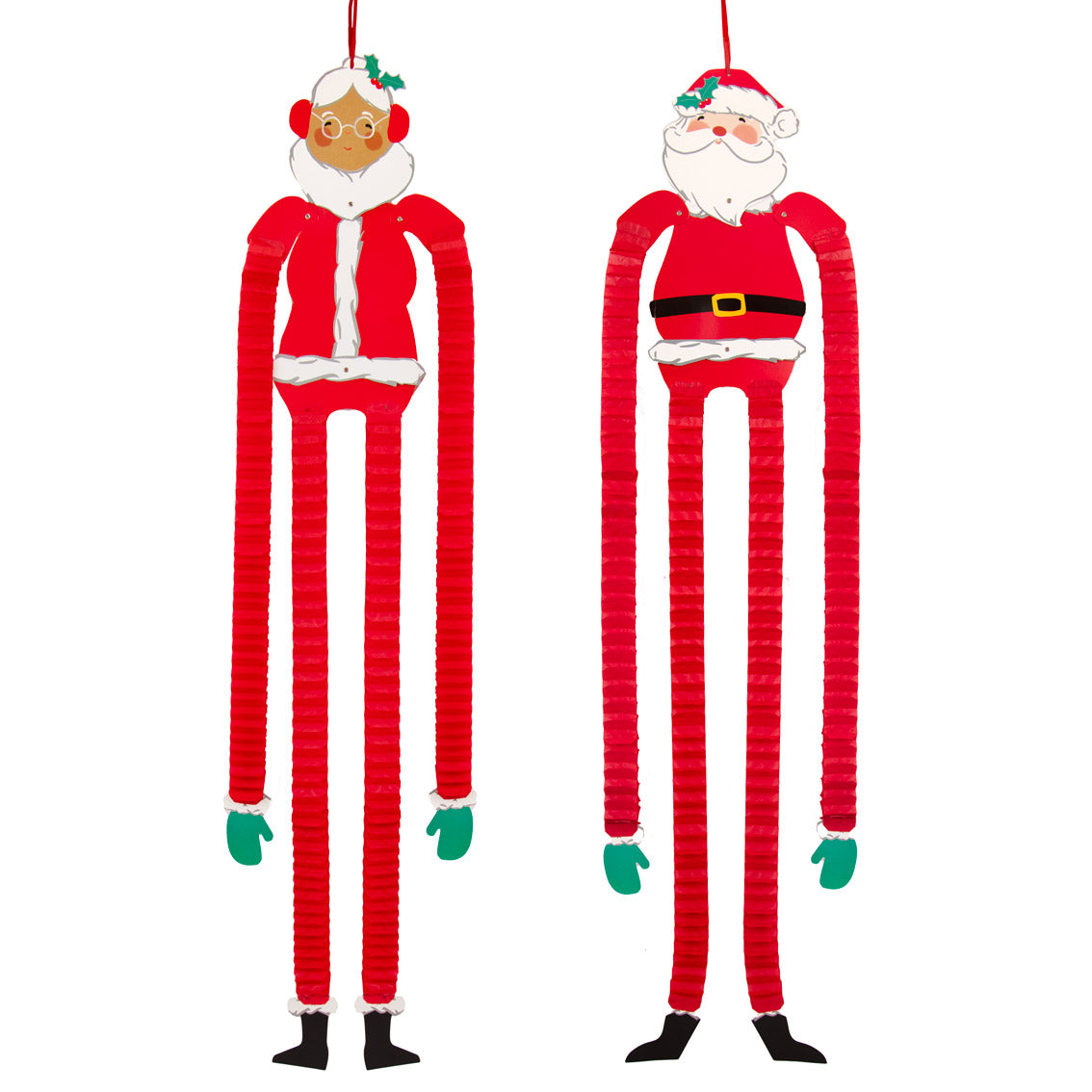 Mr &amp; Mrs Claus Hanging Decorations - 2 Pack