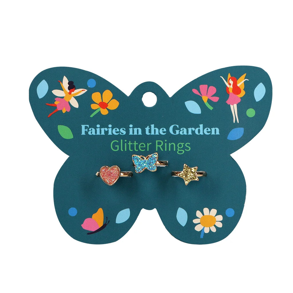 Glitter Rings - Fairies In The Garden (Set Of 3)